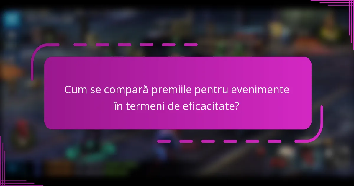 Cum se compară premiile pentru evenimente în termeni de eficacitate?