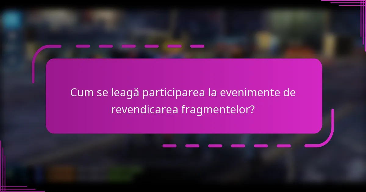Cum se leagă participarea la evenimente de revendicarea fragmentelor?